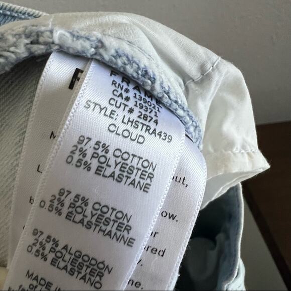 FRAME Denim Le High Straight Jeans Acid Wash Trendy Y2K Vibes Fray Folded Hem 28 - Picture 12 of 12